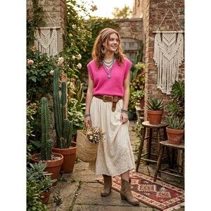 Mimosa Hot Pink Oversized Boxy Sweater Vest
